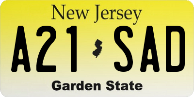 NJ license plate A21SAD