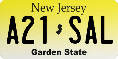 NJ license plate A21SAL