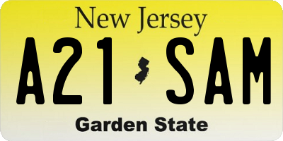 NJ license plate A21SAM