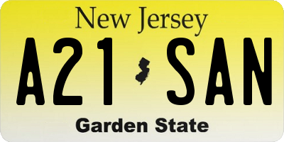 NJ license plate A21SAN