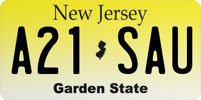 NJ license plate A21SAU