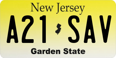 NJ license plate A21SAV