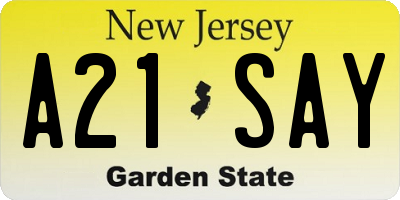 NJ license plate A21SAY