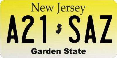 NJ license plate A21SAZ