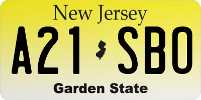 NJ license plate A21SBO