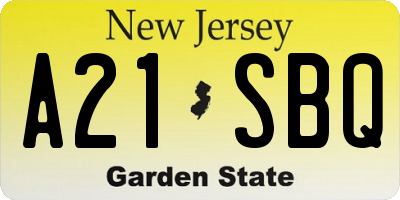 NJ license plate A21SBQ