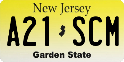 NJ license plate A21SCM