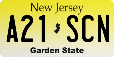 NJ license plate A21SCN