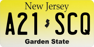NJ license plate A21SCQ