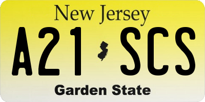 NJ license plate A21SCS