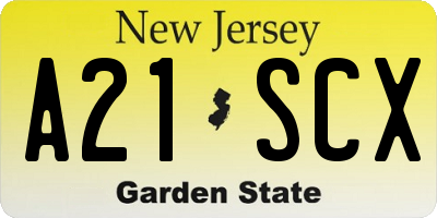 NJ license plate A21SCX