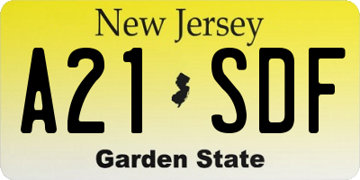 NJ license plate A21SDF