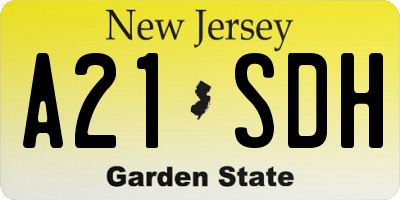 NJ license plate A21SDH