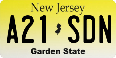NJ license plate A21SDN