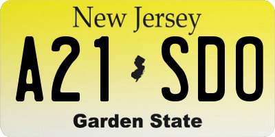 NJ license plate A21SDO