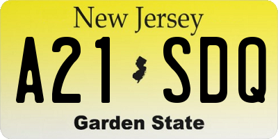 NJ license plate A21SDQ