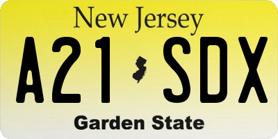 NJ license plate A21SDX