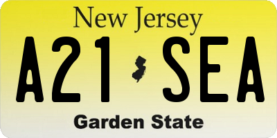 NJ license plate A21SEA