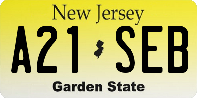 NJ license plate A21SEB