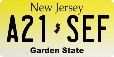 NJ license plate A21SEF