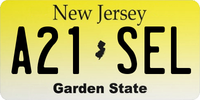 NJ license plate A21SEL