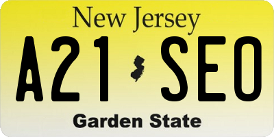 NJ license plate A21SEO