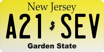 NJ license plate A21SEV