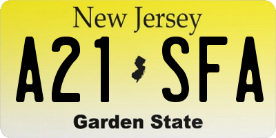 NJ license plate A21SFA
