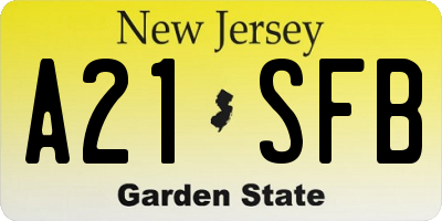 NJ license plate A21SFB