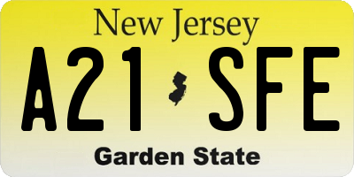 NJ license plate A21SFE