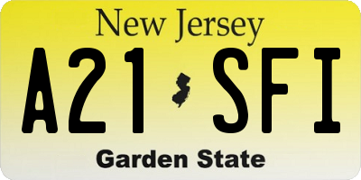 NJ license plate A21SFI