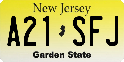 NJ license plate A21SFJ