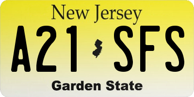 NJ license plate A21SFS