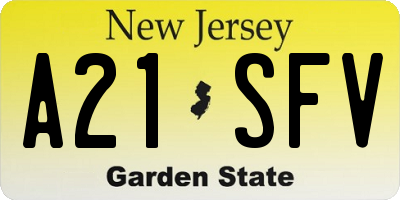 NJ license plate A21SFV