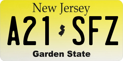 NJ license plate A21SFZ