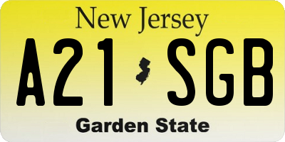 NJ license plate A21SGB