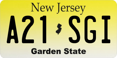 NJ license plate A21SGI