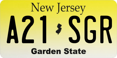 NJ license plate A21SGR