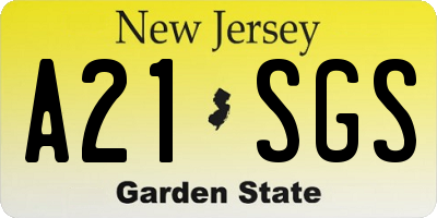 NJ license plate A21SGS