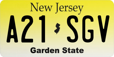 NJ license plate A21SGV