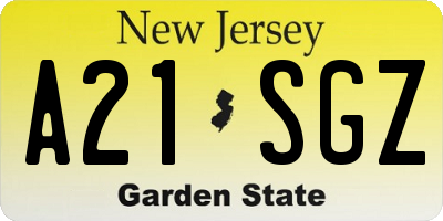 NJ license plate A21SGZ