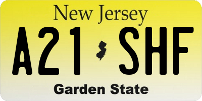 NJ license plate A21SHF