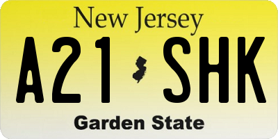 NJ license plate A21SHK