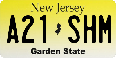 NJ license plate A21SHM