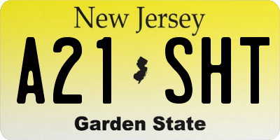 NJ license plate A21SHT