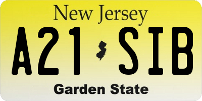 NJ license plate A21SIB