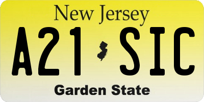 NJ license plate A21SIC