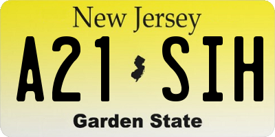 NJ license plate A21SIH