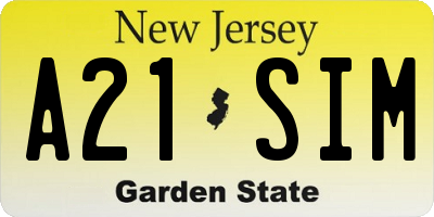 NJ license plate A21SIM