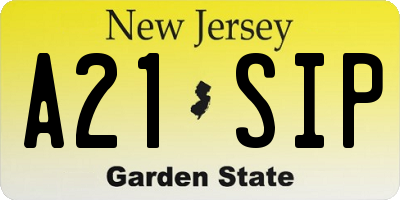 NJ license plate A21SIP